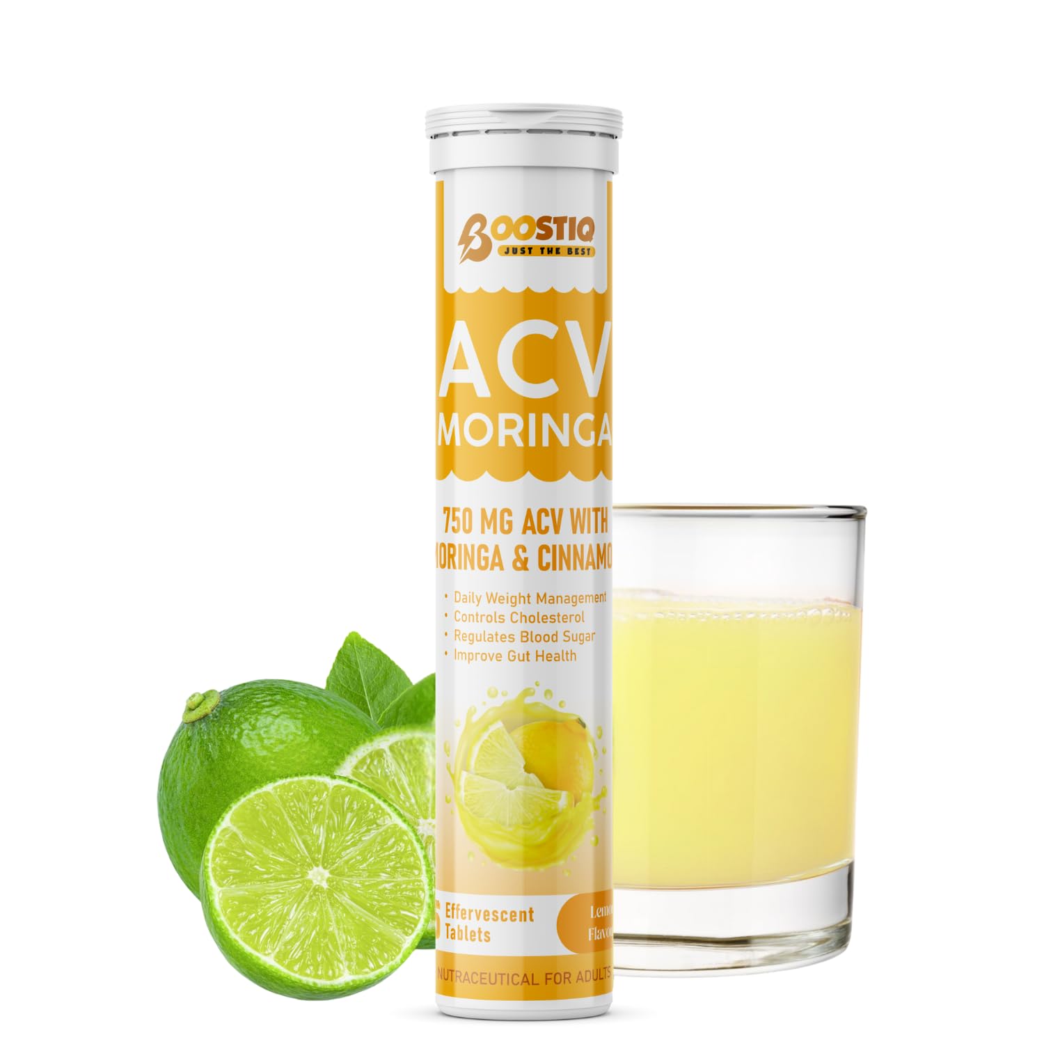 BOOSTIQ Plant Based ACV Moringa, Apple Cider Vinegar Tablets With Cinnamon, For Weight Management, Controls Cravings, Healthy Gut, No Added Sugar, Energy Booster (15 count (Pack of 1) Lemon)-image-35