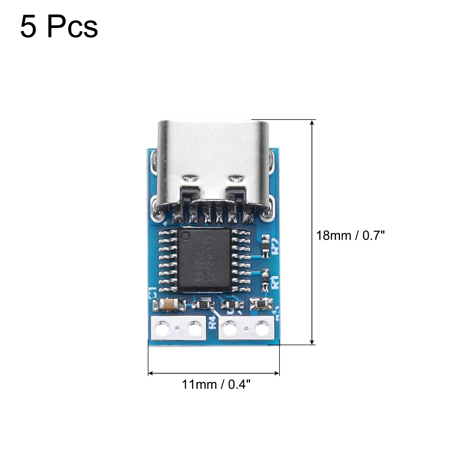 QUARKZMAN 5 sztuk USB-C PD 12 V DC moduł wyzwalacza napięcia stałego, 0,7 x 0,4 cala, gniazdo 5 A typu C, wejście do szybkiego ładowania, płytka do zasilacza notebooka, niebieska