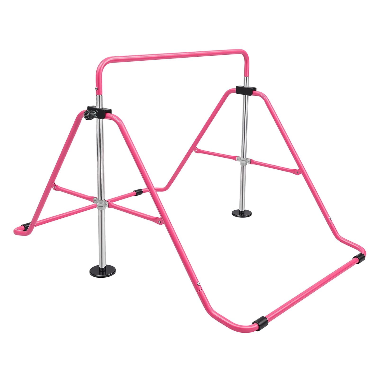 Barra da ginnastica pieghevole per bambini, barra orizzontale regolabile in altezza, attrezzatura sportiva per principianti, struttura in acciaio antiscivolo, ideale per palestra, casa, rosa