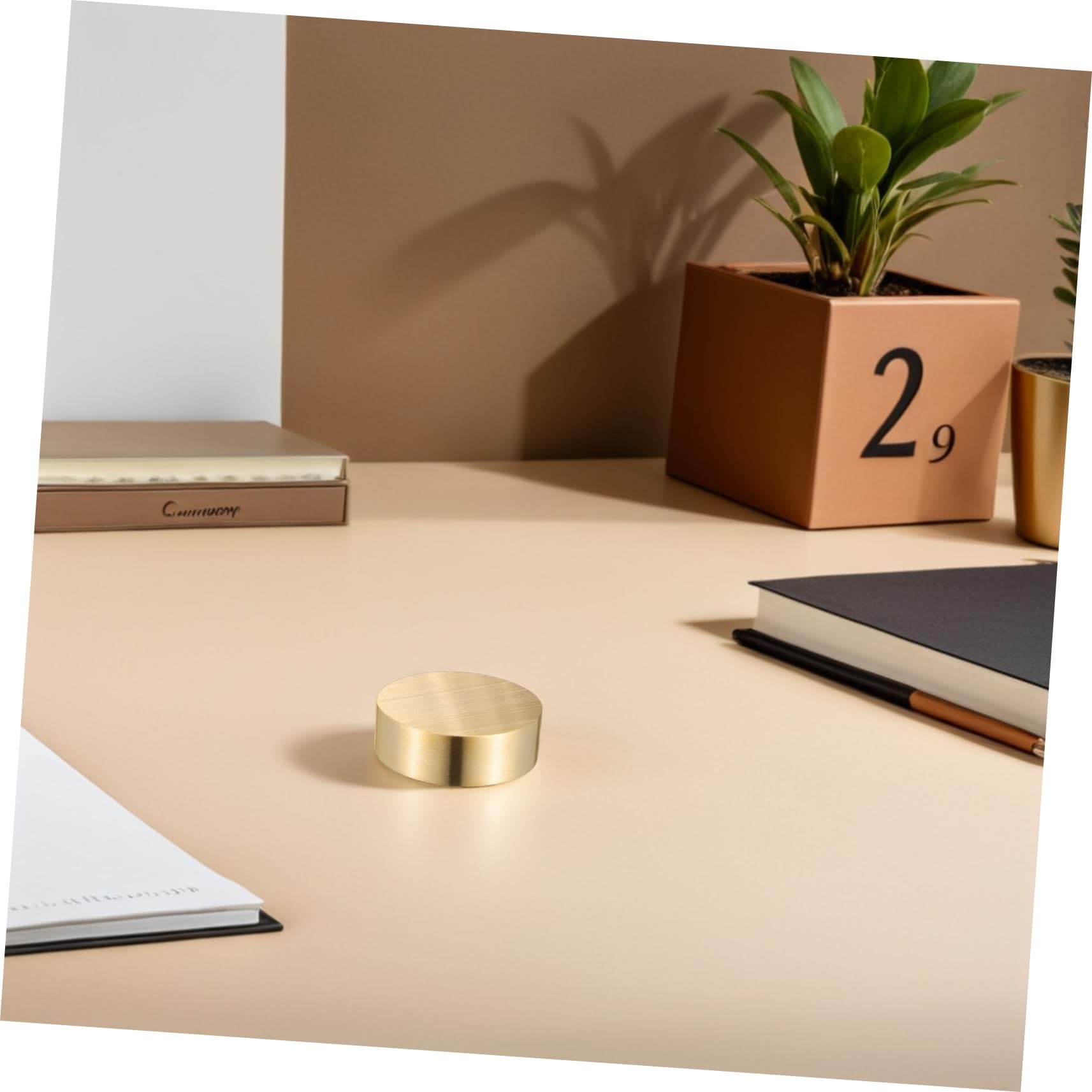 2 Stück Runde Briefbeschwerer aus Messing für Kalligrafie und Malerei