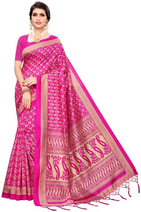 LIFECARE PHARMACY Elegent Banarasi Eyecatching Designer Saree For Women's & Girl's, Color Pink