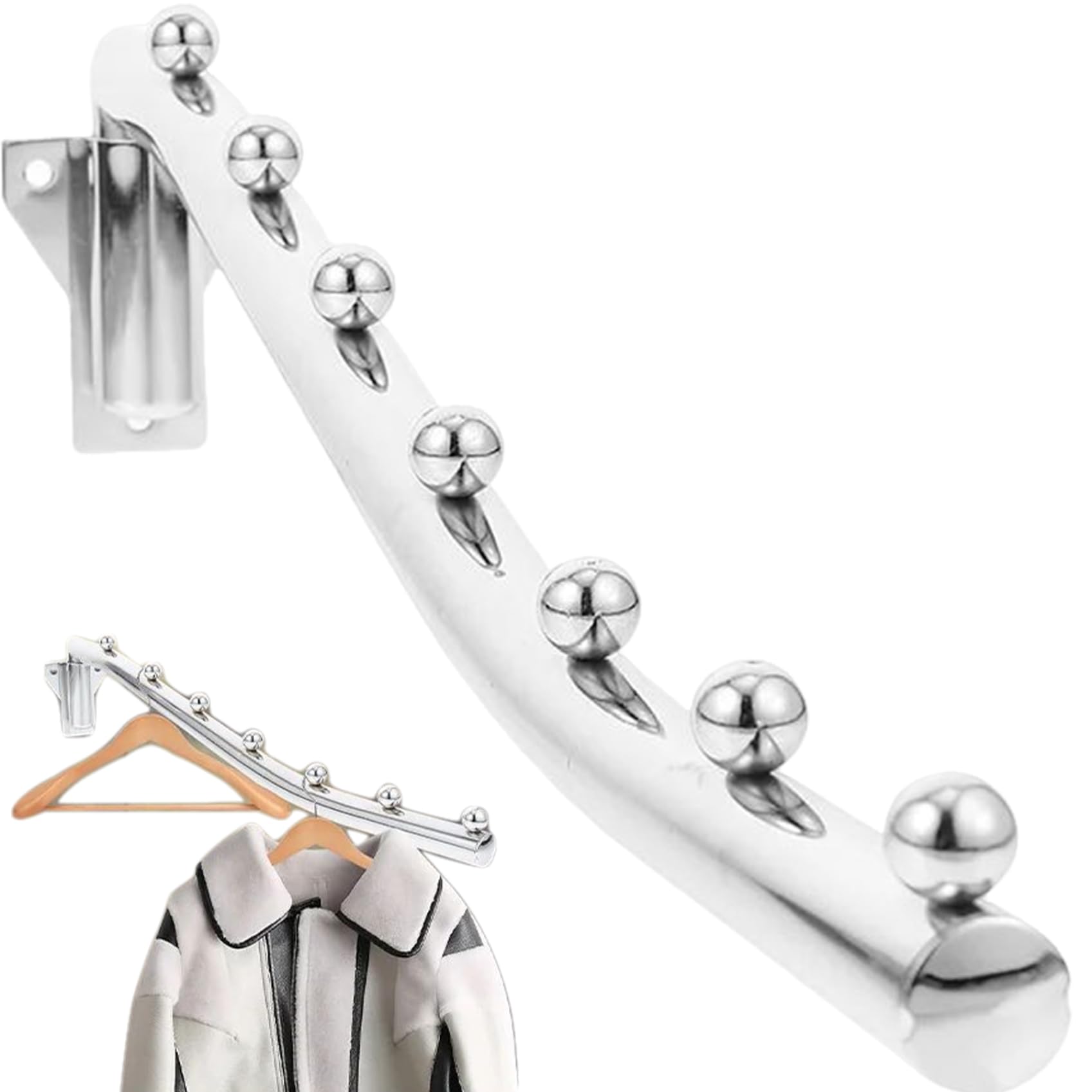 Wall Mounted Clothes Rack 16 Rotary Wall Clothes Hanger Rack Heavy Duty Closet Rod with Swing Arm Holder