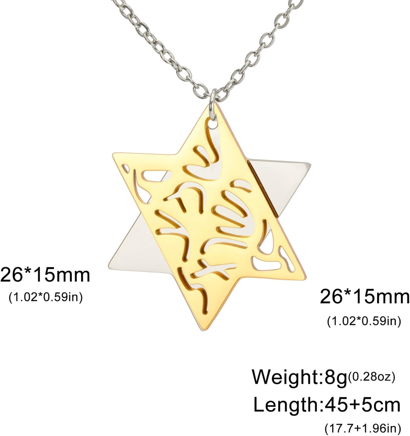 EUEAVAN Jewish Prayer Shema Yisrael Necklace for Women Two Tone Star of David Necklace Hear O Israel Pendant Judaica Sh'ma Yisrael Jewelry Hebrew Kabbalah Blessing Gift Men - Image 6