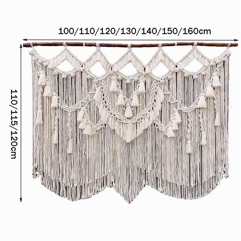 Tapiz Grande for decoración del hogar, Tapiz Tejido a Mano Hecho de Ramas Naturales e Hilo de algodón, Colgante for decoración de Pared (Size : 130x110cm/51.2x43.3in)