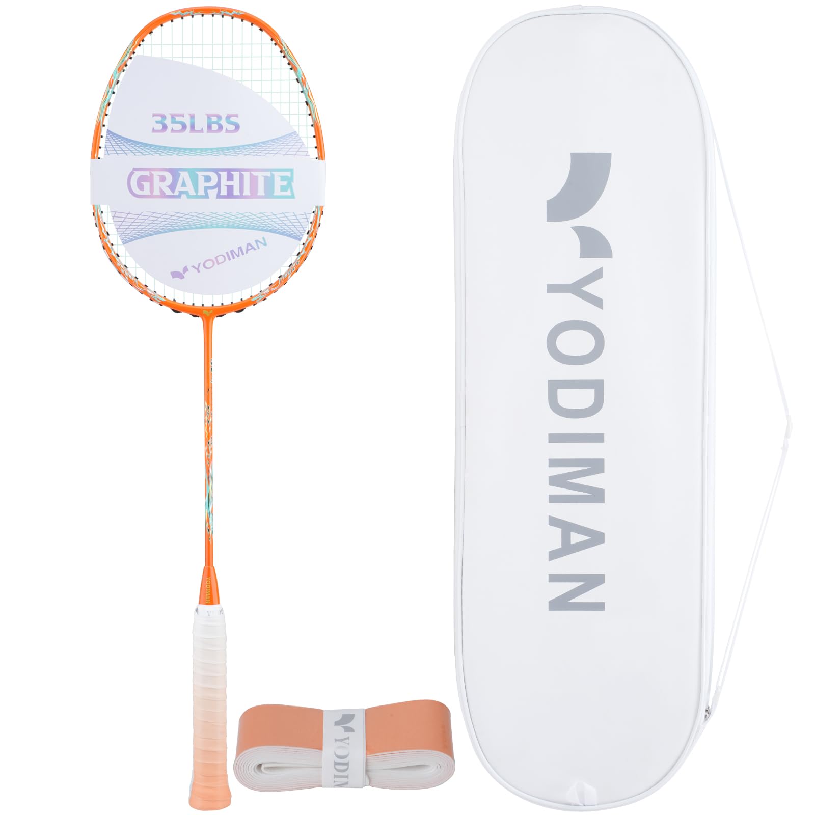YODIMAN Pro Carbon Badmintonschläger – Leicht & Hochleistung für Wettkampf (35 lbs Bespannung, 46T Graphit, 0.68mm String, Profi-Level)