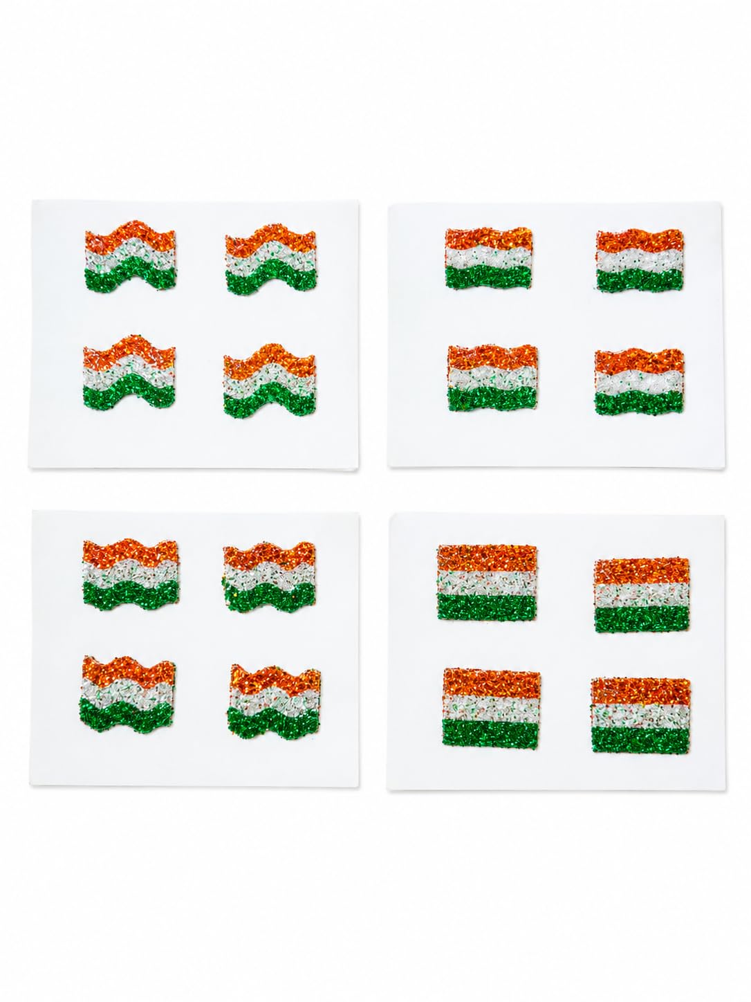 Glitter Indian Flag Face Stickers | Tricolor Self-Adhesive Cheek Stickers for Independence Day, Republic Day, School Events & Patriotic Celebrations | Pack of 8 Pairs (16 Stickers)-picture-31