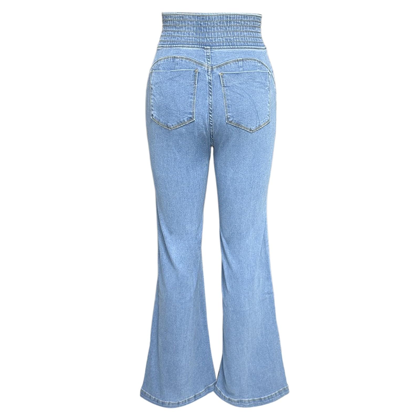 Pantalones Anchos Mujer, Pantalon Cintura Elastica Mujer.Vaqueros Tiro Ajustados Elásticos Cómodos para Ocasiones Informales y Vacaciones Pantalón