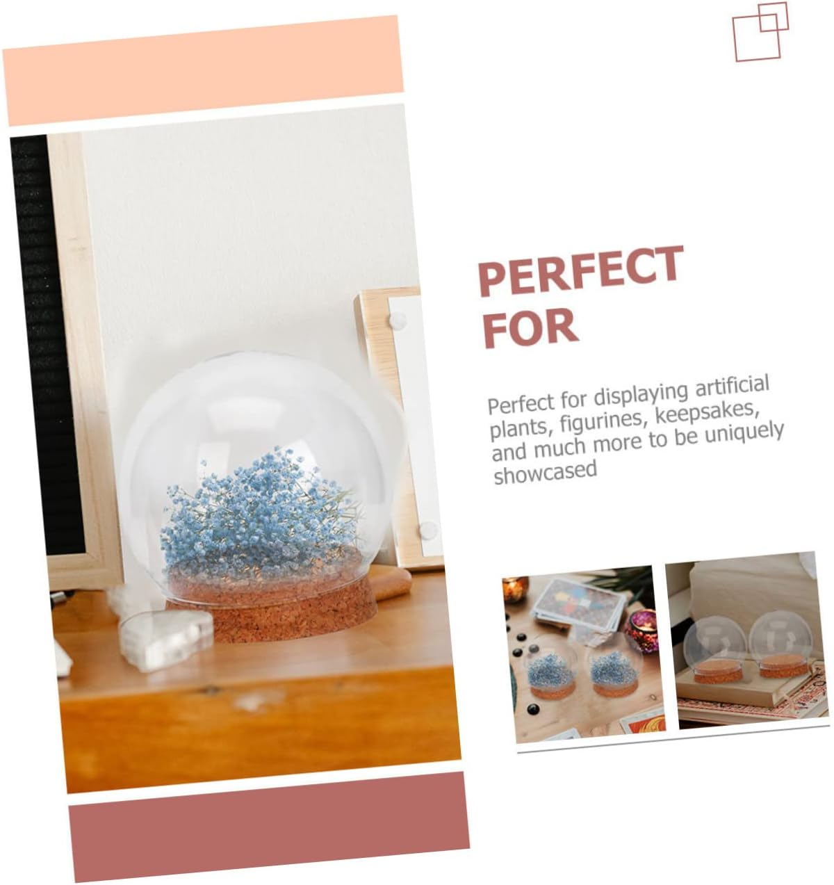 4Pcs Glass Dome Display Cover for Eternal Flowers Cork Base Elegant Glass Bell Jar Centerpiece for Home Decor Compact Design for Creative Decoration