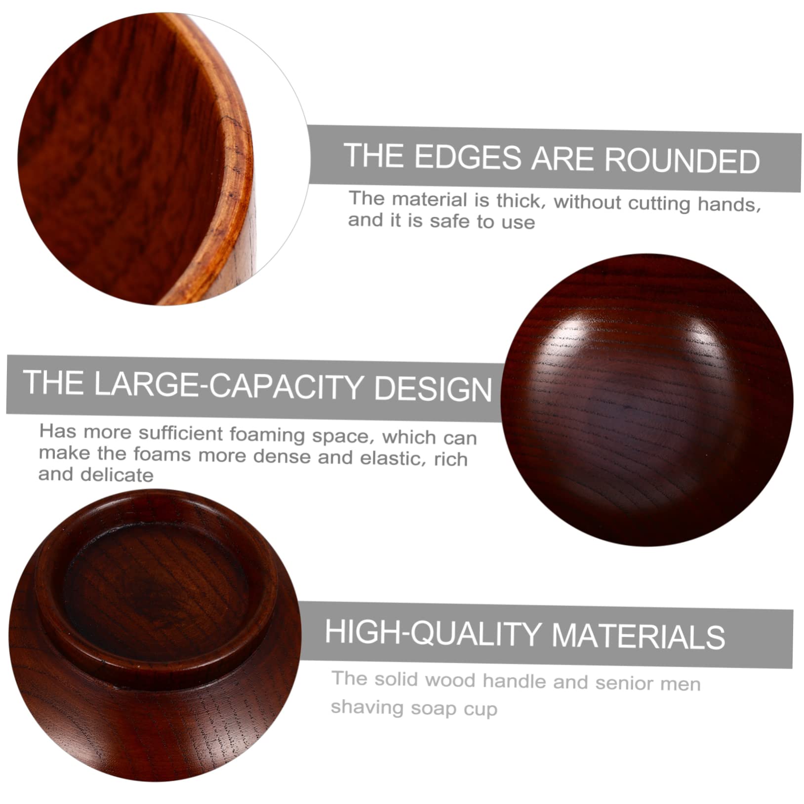 FOMIYES 2pcs Men's Shaving Cup Shave Bowl Durable Wooden Smooth Surface Easy to Clean