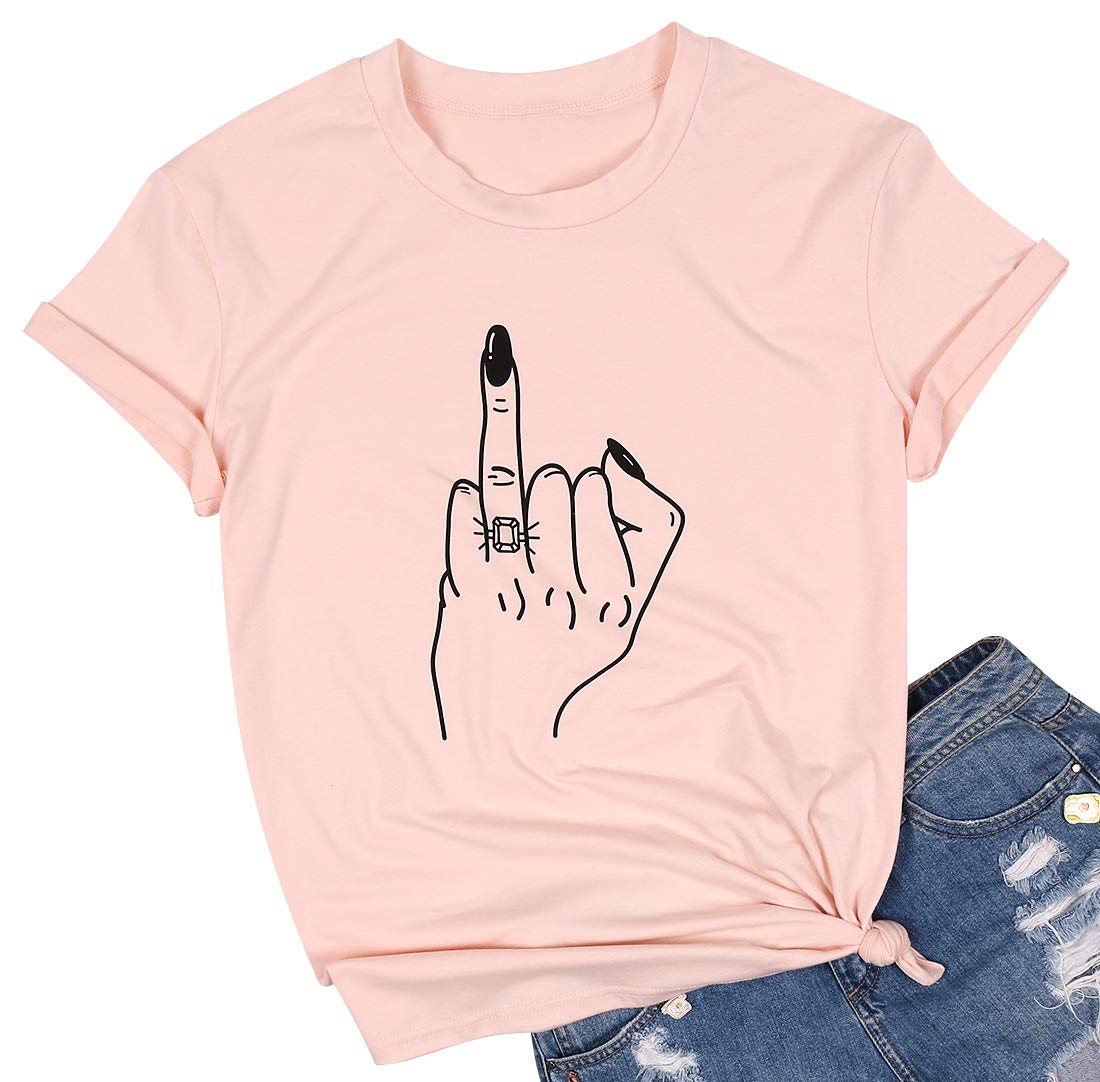FAYALEQBride T Shirt Finger Diamond Ring Wedding Honeymoon Shirts Women Engagement Announcement Vacation Party Tees Tops Shirt