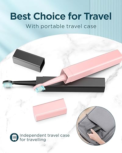 Miniatura 14 de Rtauys - Cepillo de dientes eléctrico y sónico M5 para adultos, recargable, con 8 cabezales de cepillo y estuche de viaje, con soporte, 3 horas