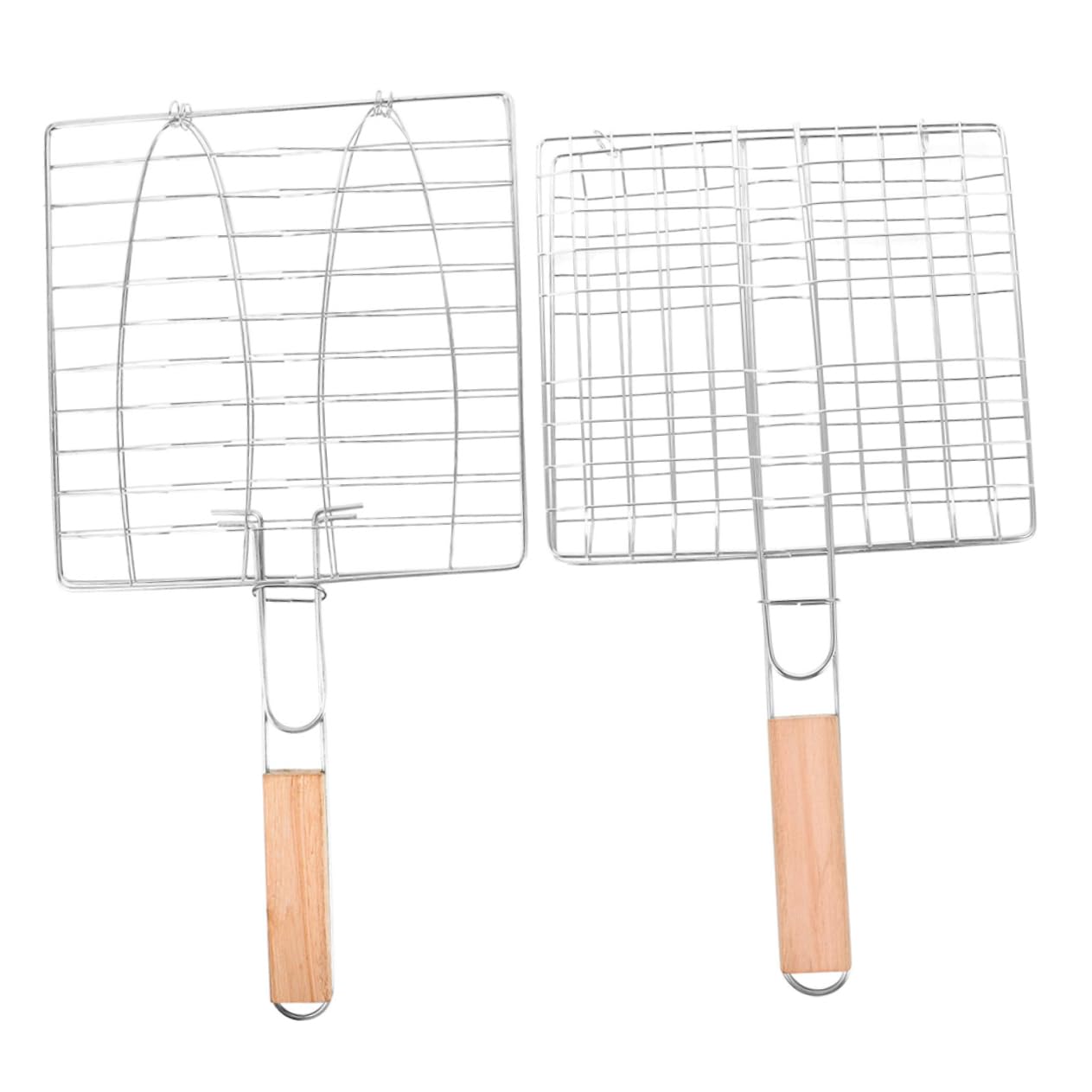 POPETPOP 2Pcs Portable Bbq Fish Grill Baskets Sturdy Mesh for Outdoor Camping Barbecue for Grilling Fish Steak More Easy to Clean Lightweight Durable