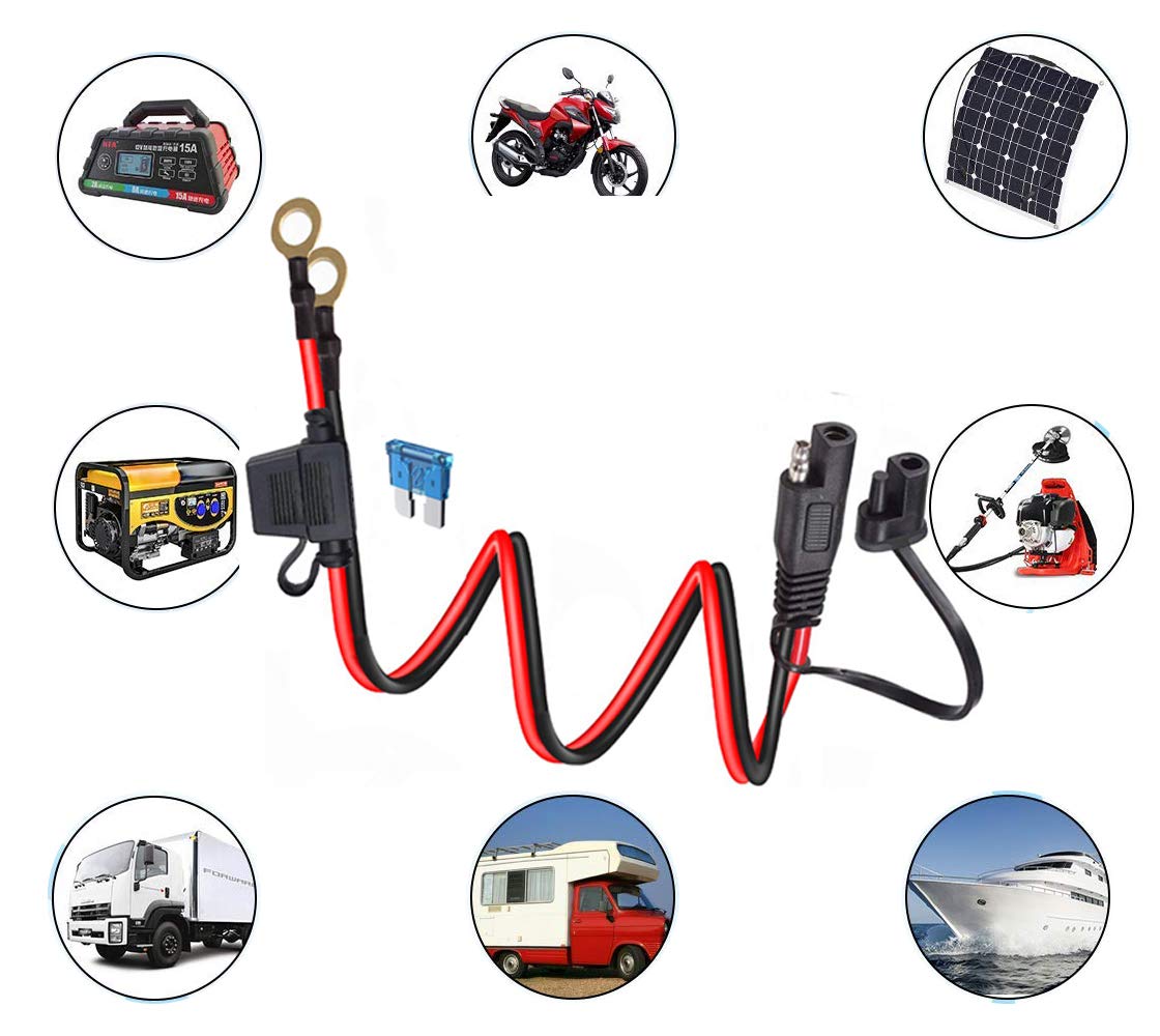 Brightassistant 10 PièCes 15CM SAE 2 Broches Connecteur Rapide DéConnexion Prise 14AWG SAE Câble D'Extension Faisceau De Câbles Pour Panneau Solaire De