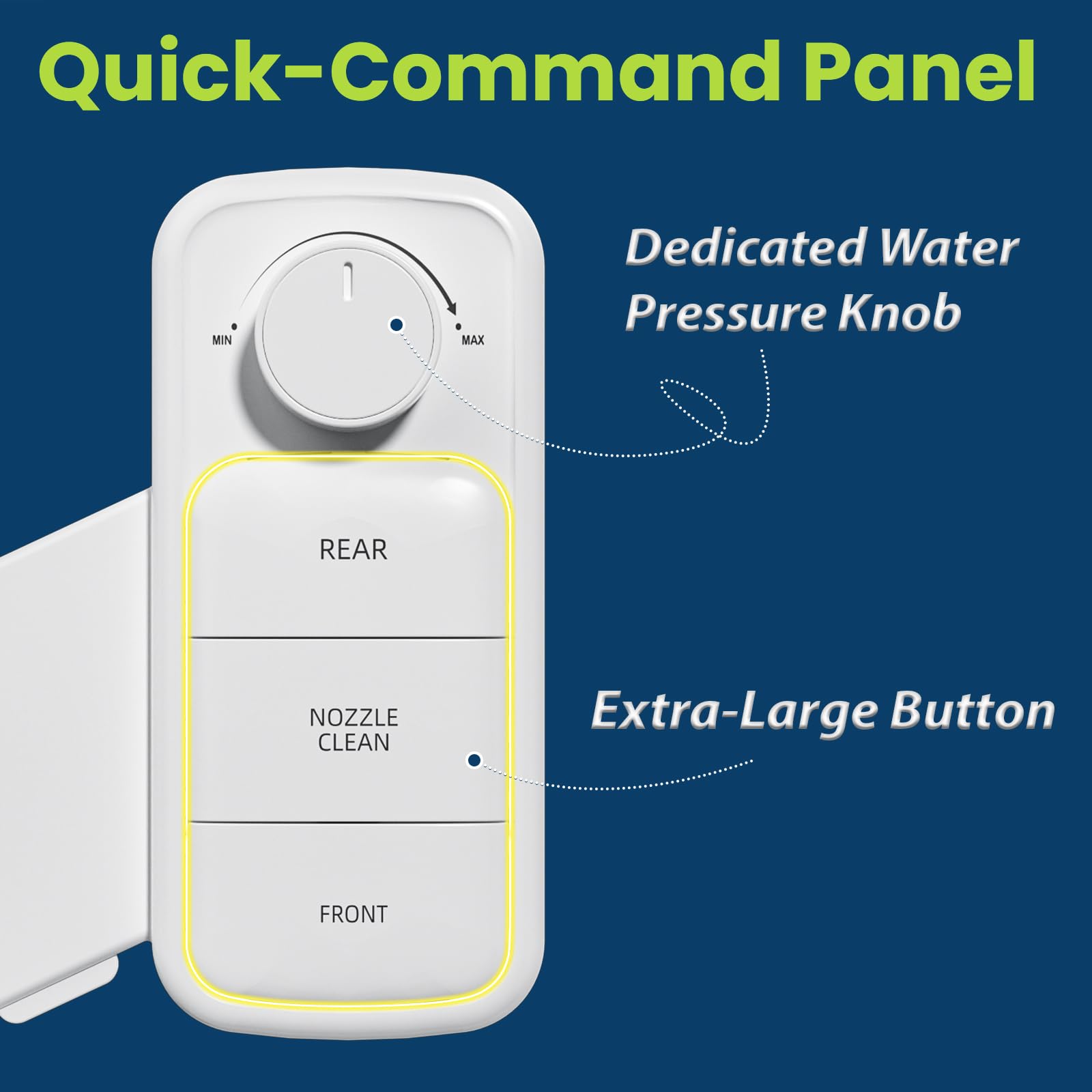 Ultra-Slim Bidet Attachment Self-Cleaning Dual Nozzle Feminine Posterior Wash Accessibility-Enhanced Large Buttons Quick-Release Non-Electric Fresh Water System with — view 2