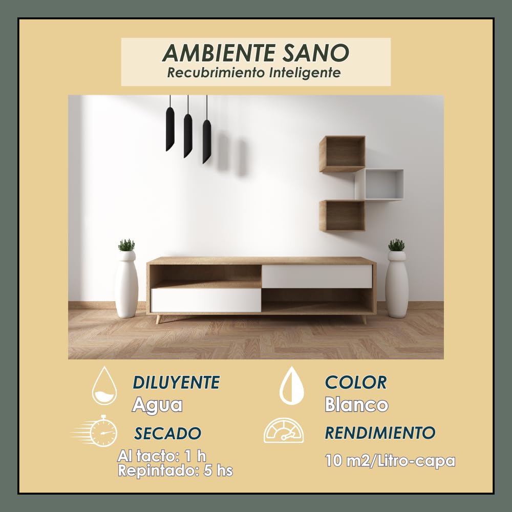 Ambiente Sano. Pintura interior blanca que purifica el aire que respiramos reduciendo la presencia de formaldehído. 14 Lt.