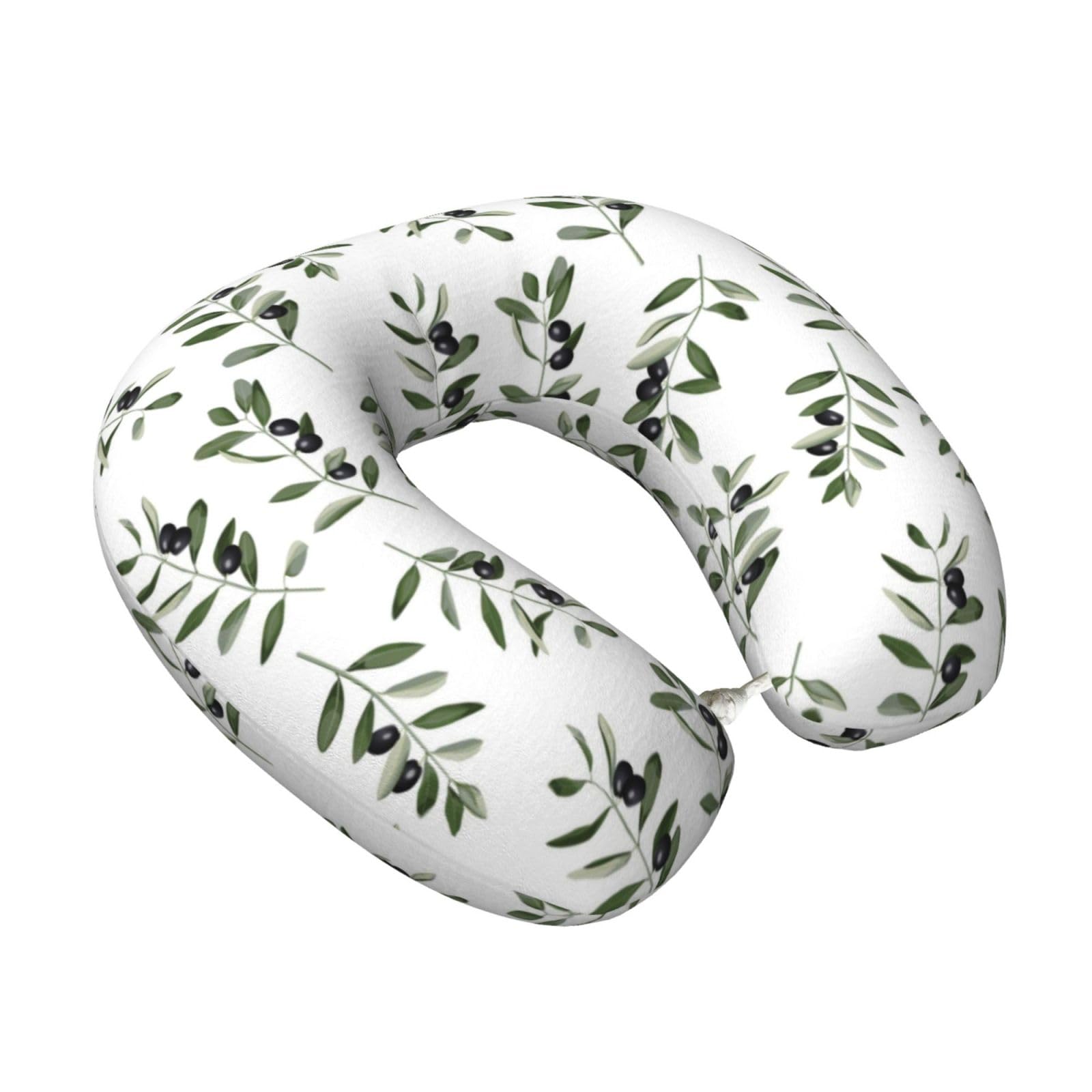 LKYMOH Olive Branch Watercolor Style Nature, Travel Neck Pillow U-Shaped Memory Neck Support Soft Comfortable With Washable Cover For Airplane Car Traveling and Office