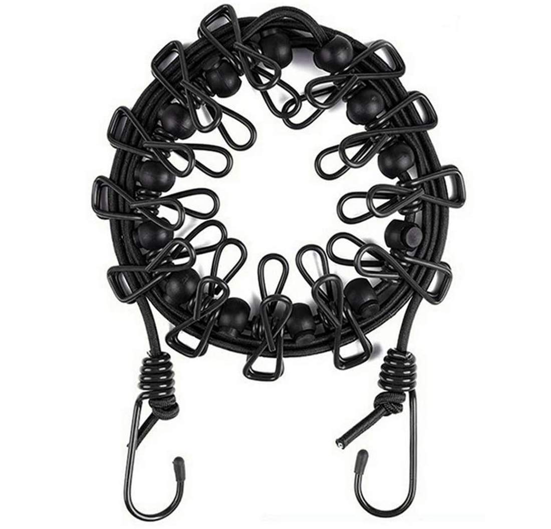 MAKINGTEC Clothesline Portable Elastic Windproof Cloth Line with 12pcs Clips for Indoor & Outdoor Laundry Drying Clothesline Portable Elastic Windproof Cloth Line