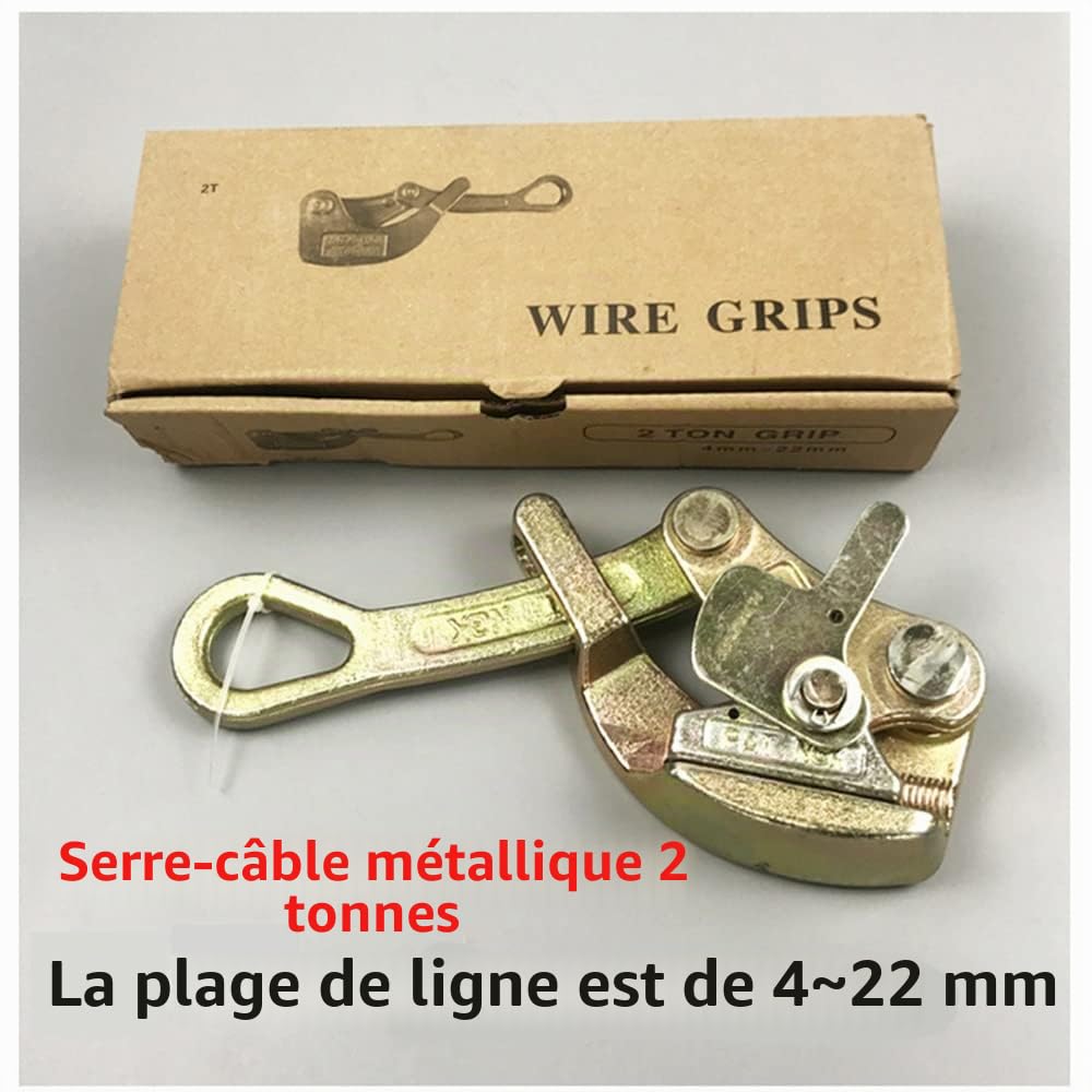 Pince de tendeur de câble métallique, tendeur de câble lourd, pince de câble multifonction pour l'industrie de la communication domestique, 2 tonnes