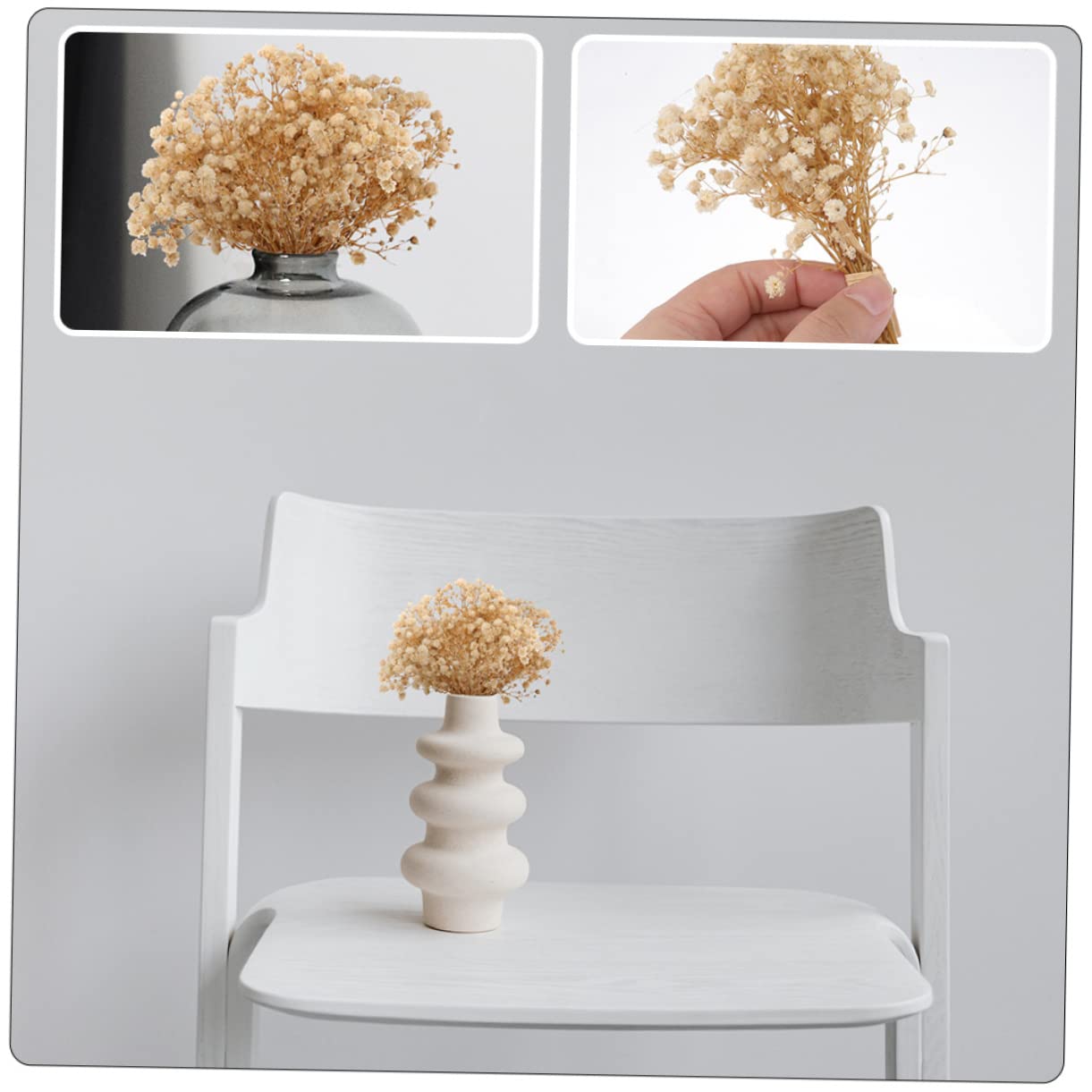 Gatuida Lot De 2 Petits Bouquets De Gypsophiles pour Bébés Sachets De Quenouilles Pétales De Rose Séchés Fleurs Séchées Fleurs Jaunes Séchées Bouquet Séché Tiges Séchées Décoration