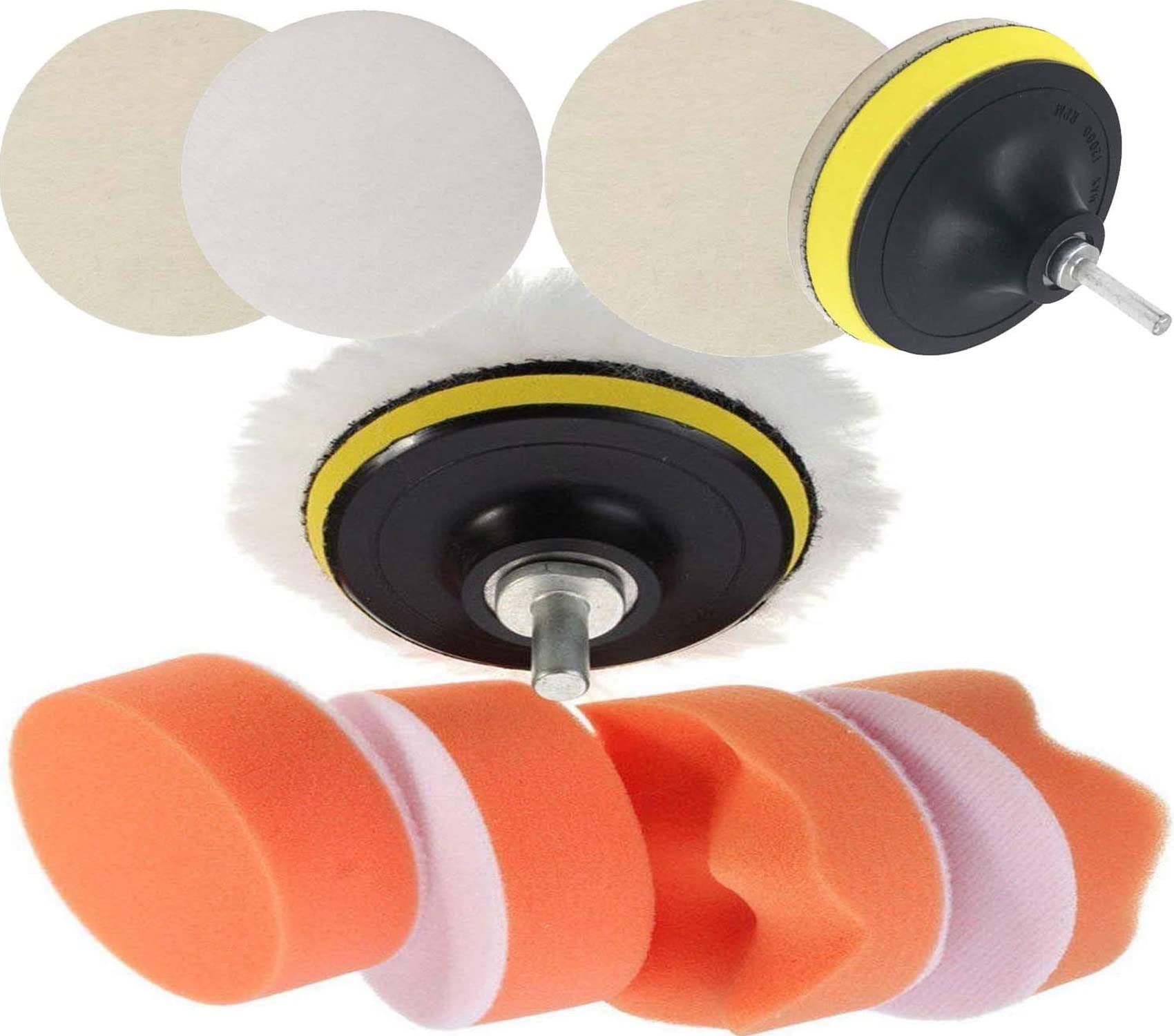 DIY Crafts With+ 1x Felt Pad, 6"inch Kit, 8-13x Gross Polishing Buffing Pad Kit Polisher Drill Adapter Car Polish Sponge Wheel Kit Car Wash Cleaning Tools Cleaning f (With+ 1x Felt Pad, 6"inch Kit)