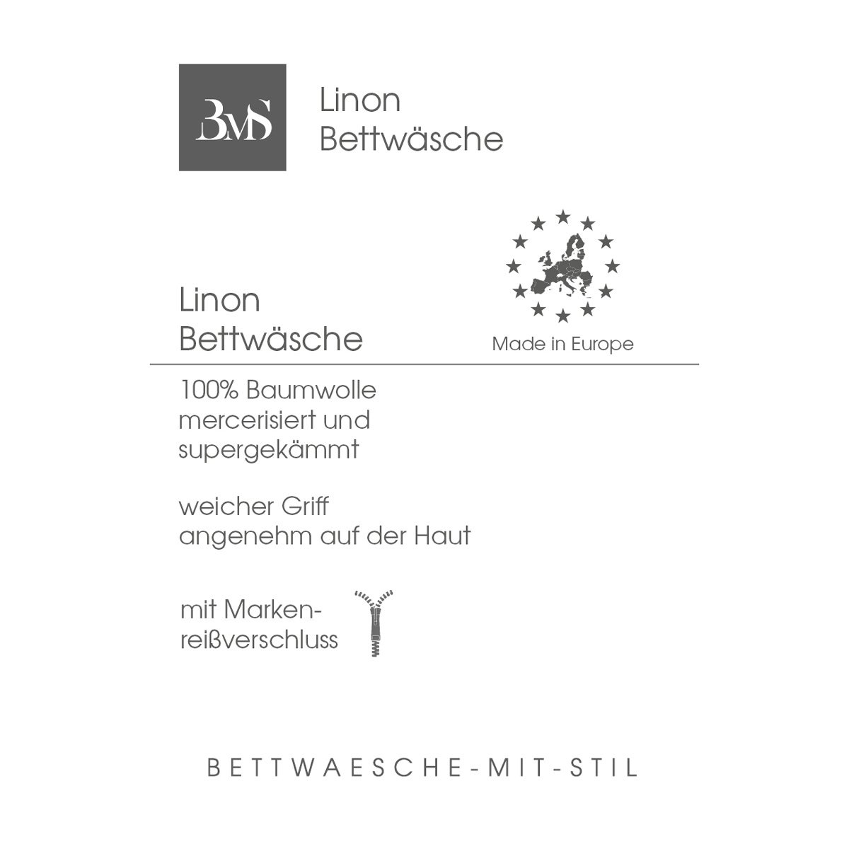 Bettwaesche-mit-Stil Hotelbettwäsche Garnitur Lia Linon/Renforcé 100% Baumwolle anthrazit Uni einfarbig mit Reißverschluss (155 cm x 220 cm + 80 cm x 80 cm)