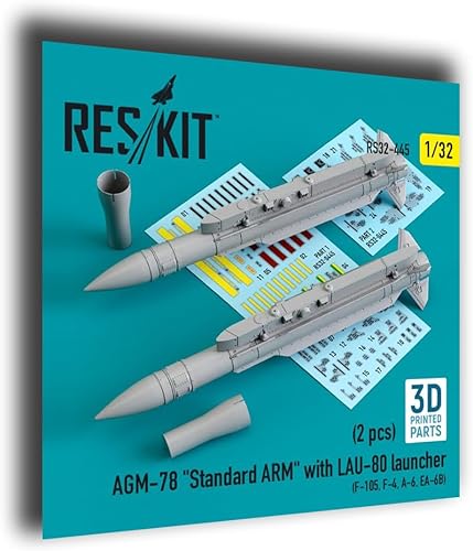 RS32-0445 132 AGM-78 BRAZO estándar con lanzador LAU-80 (2 piezas) (F-105,F-4,A-6,EA-6B) (impresión 3D)