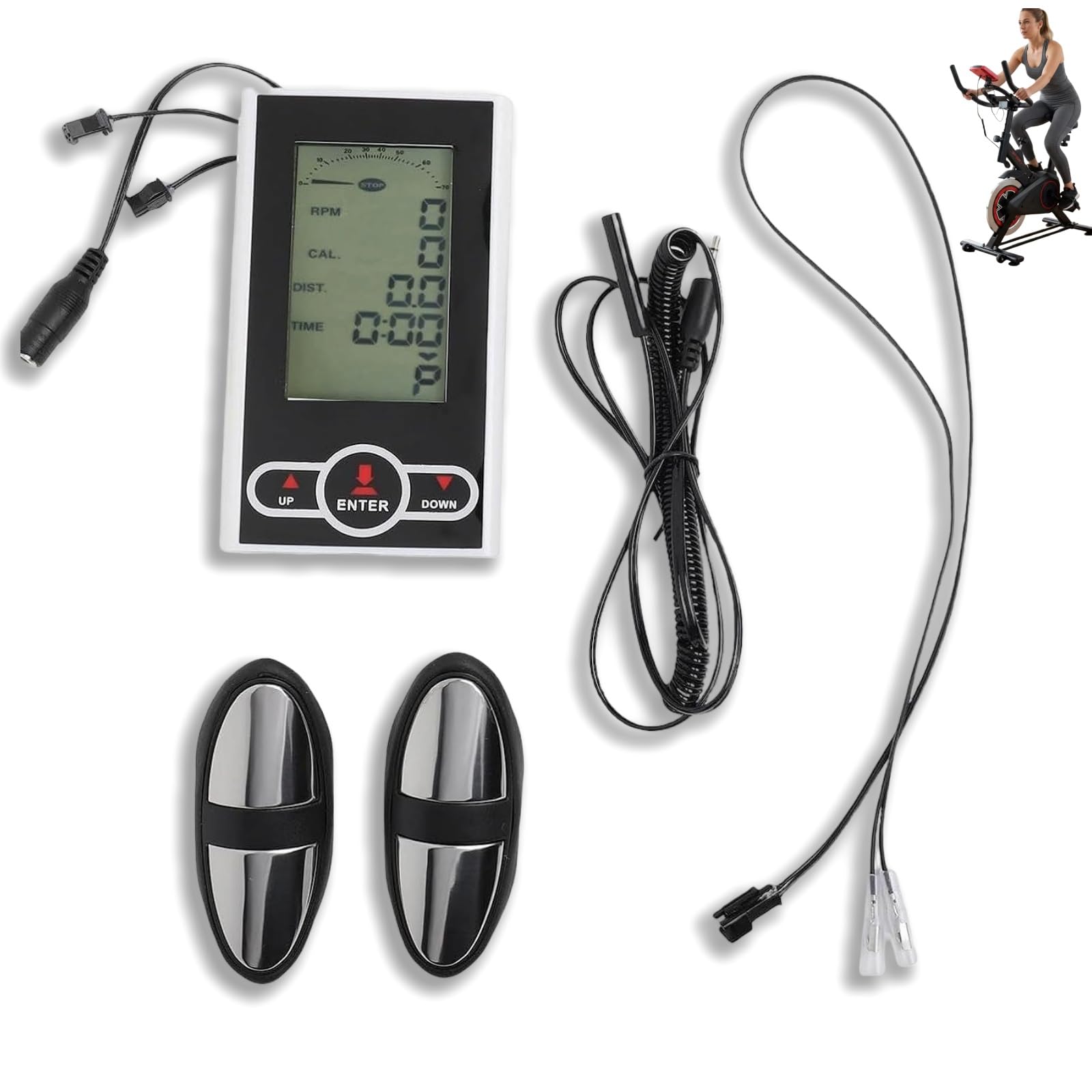 Exercise Bike Monitor Speedometer with LCD Display - Indoor Cycling Computer for Stationary Bike, Fitness Monitor with Heart Rate Tracking, Calorie Counter, Distance & Time