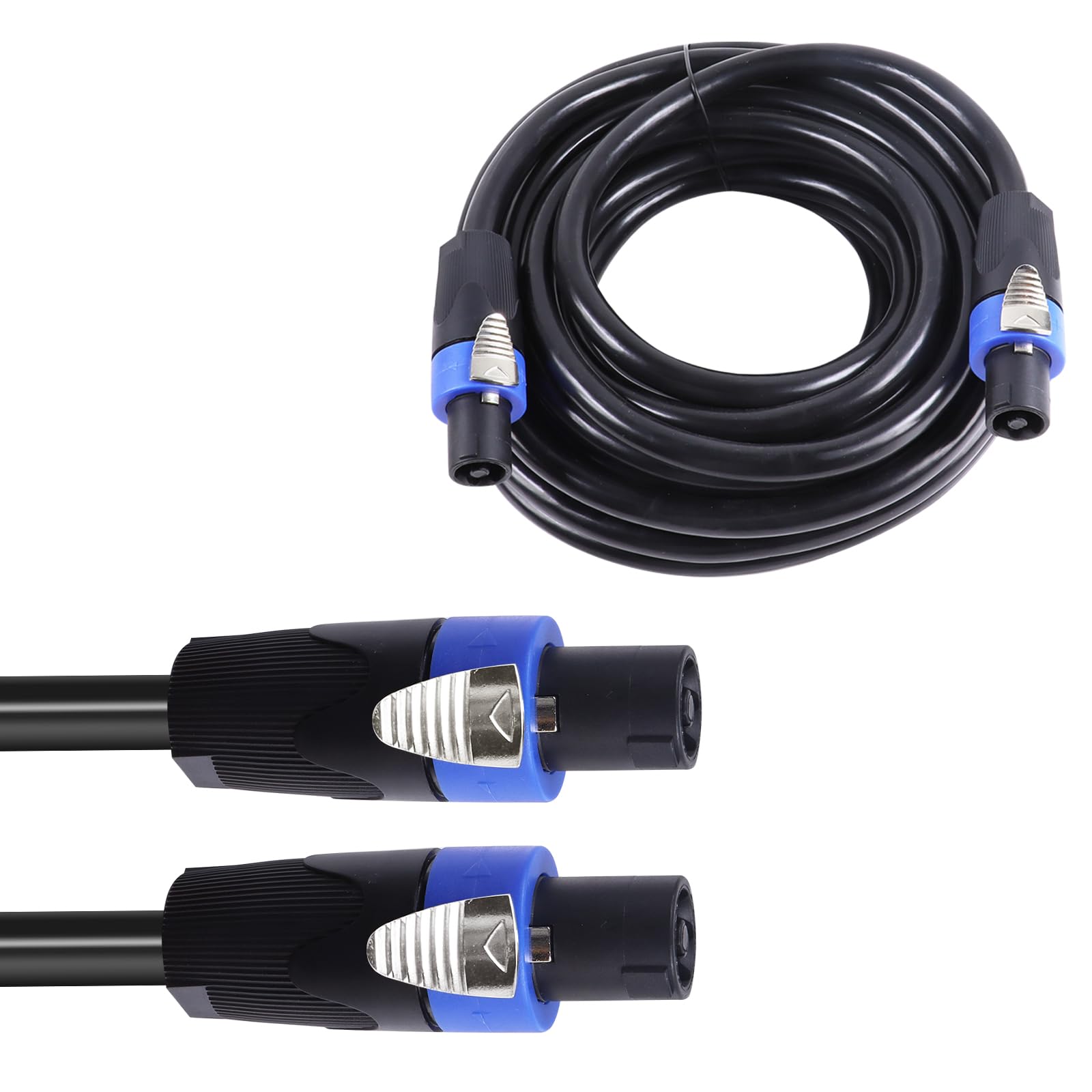 HBU True 4 Conductor Speakon Cable - Pro Speakon to Speakon Cables with NL4FC 4 Pole Audio Patch Cord - for Chuchero Cabinet Wire, 4 Conductors (25 Feet, 1 Pack)