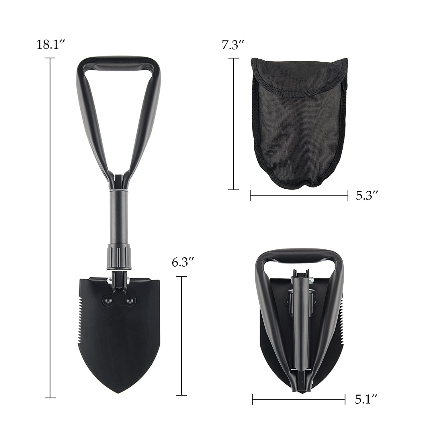 AASONS Small Multi-Function Folding Shovel Camping Garden Shovel Multi-Purpose Car Emergency Tool | Multitool Mini Outdoor Multifunctional Portable Tool Lightweight for Outdoor Hiking with Cover - Image 7 thumbnail