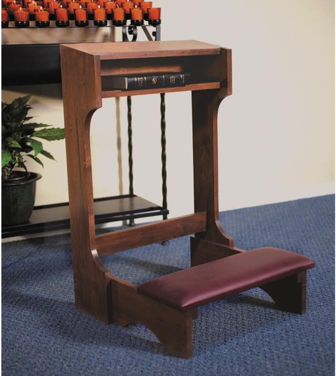 Padded Kneeler Maple Hardwood Kneelers Shelf Prayer Bench Table for Kneeling, 20 Inch x 32 Inch