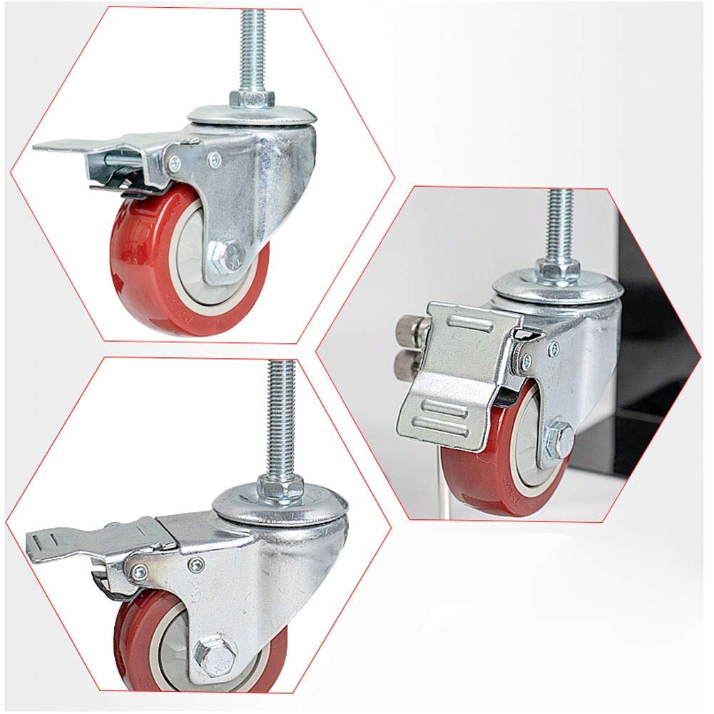 Wytrzymałe kółka skrętne z hamulcem, gwint M12x60 mm, 3 i 4 cale, pojemność 400 kg, uniwersalne kółka do wózków, zestaw 4 sztuk, czerwone i srebrne do transportu przemysłowego