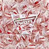 Peppermint Twists Hard Candy | 1 Pound Bag | Individually Wrapped Refreshing Mints
