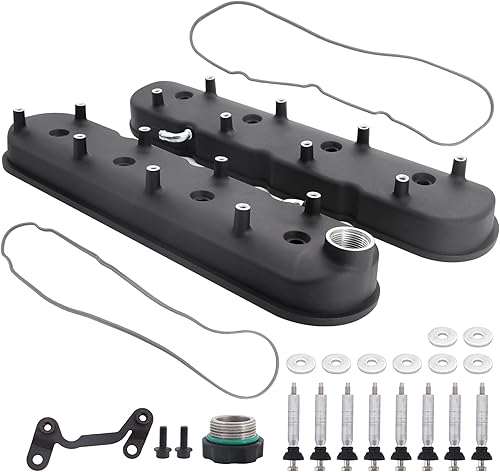 LS - Cubiertas de válvula de aluminio fundido con soportes de bobina compatibles con Che-vy Small Block V8 293 325 346 364 376 427 LS1 LS2 LS3 LS6