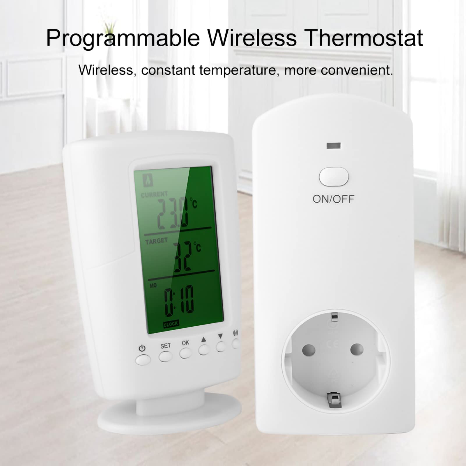 SYH&AQYE Contrôleur de Température sans Fil, Thermostat Intelligent Programmable, Prise de Contrôle de Température de Mode de Refroidissement de Chauffage à Distance pour la Maison(UE)
