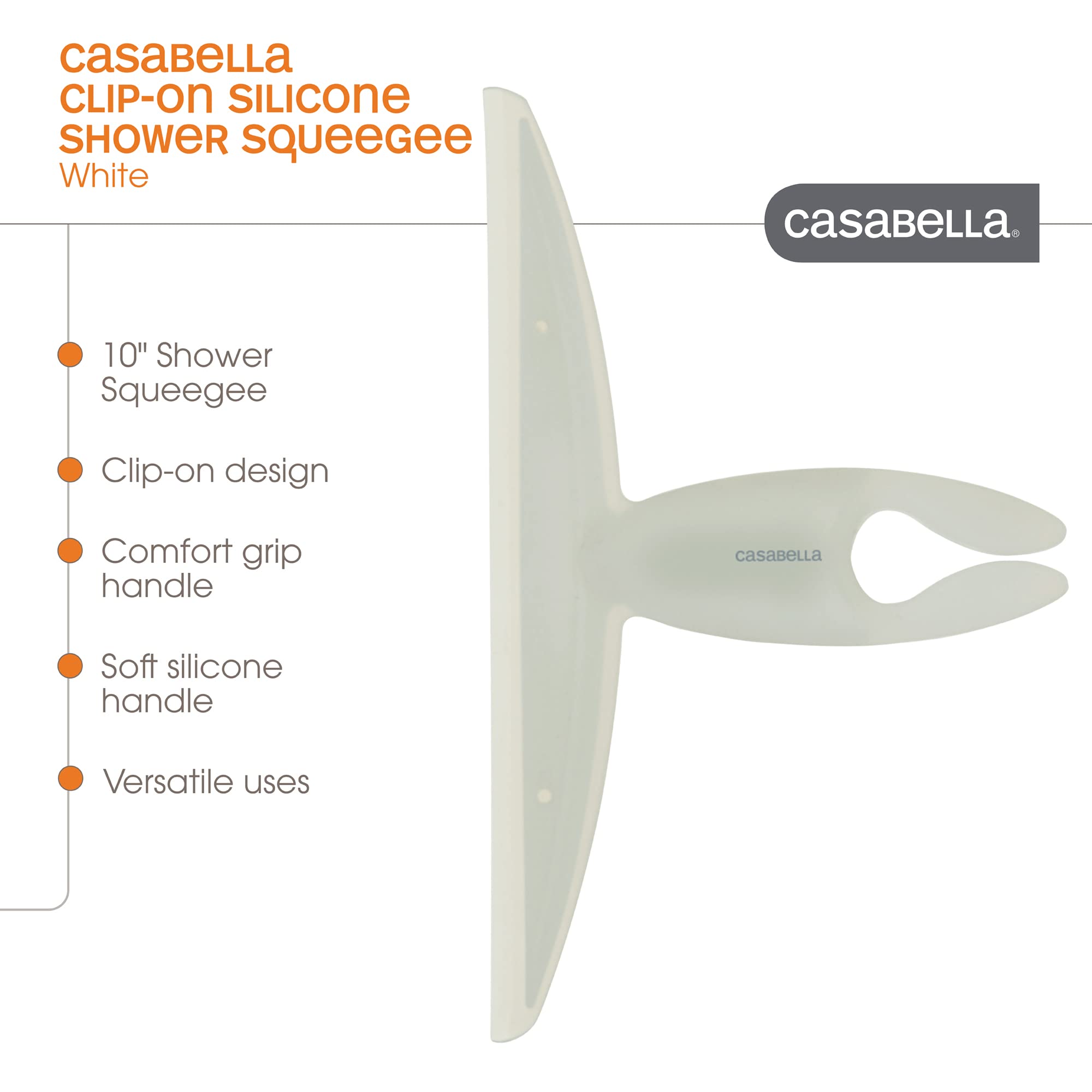 Casabella 44037 Rasqueta de Silicona Clip On, Blanco