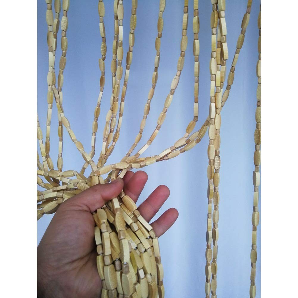 Rideaux de porte perlés en bois pour séparateur de pièce artisanal