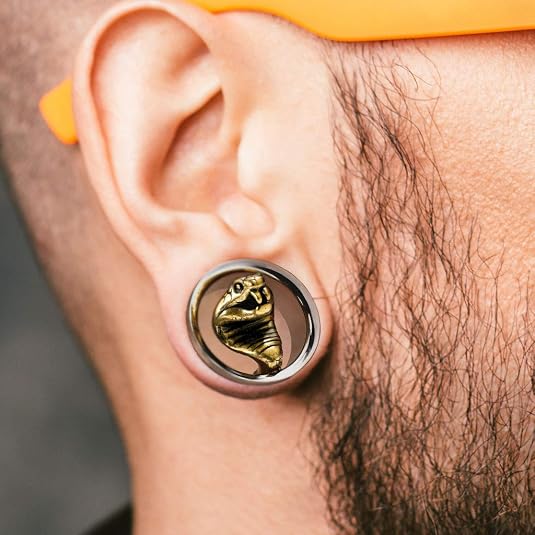 Plug Tunnel En Verre Double Face évasée – Anneau Vert Opale, Différentes Tailles (8 à 16 Mm)