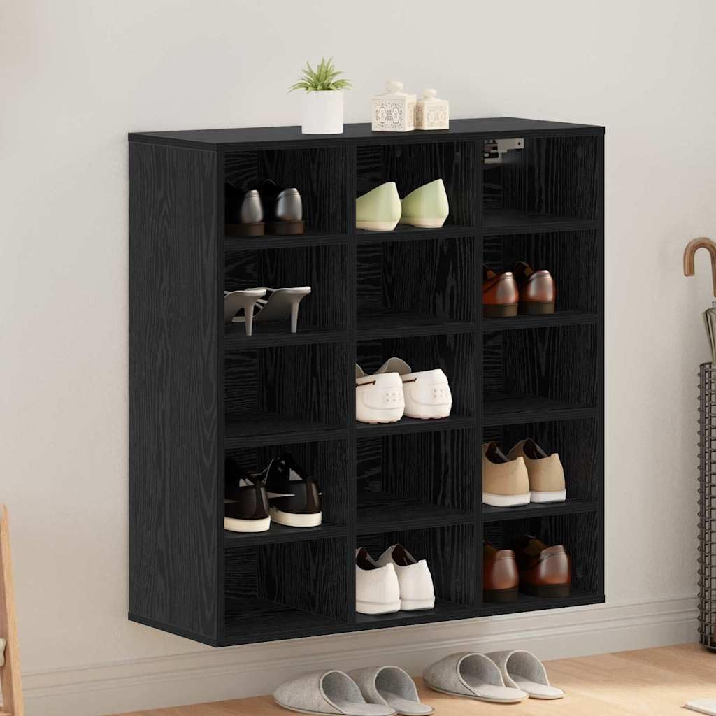 Meuble Rangement Chaussures Chêne Noir INLIFE 77,5 cm Petit Espace