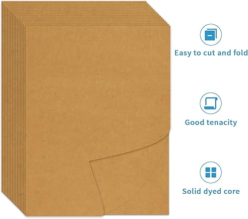 Miniatura 3 de YINUOYOUJIA 100 hojas de papel kraft marrón de 8.5 x 11 pulgadas de grosor, papel de construcción de 92 libras para manualidades, fabricación de