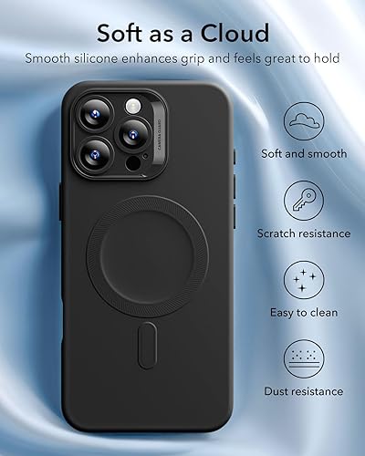 Vista 641 de ESR Funda para iPhone 15 Pro Max, compatible con MagSafe, de grado militar, negro transparente