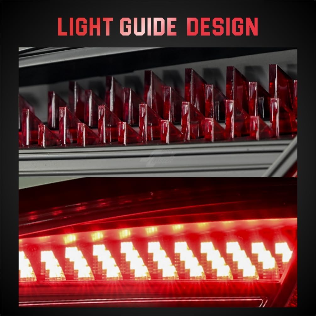 SONAR Full LED Taillight Assembly for 2014-2019 Mercedes-Benz CLA W117, Fit Factory Halogen Model Only, with Sequential Turn Signal Light, Black Housing Clear Lens Rear lamp Light Guide Design