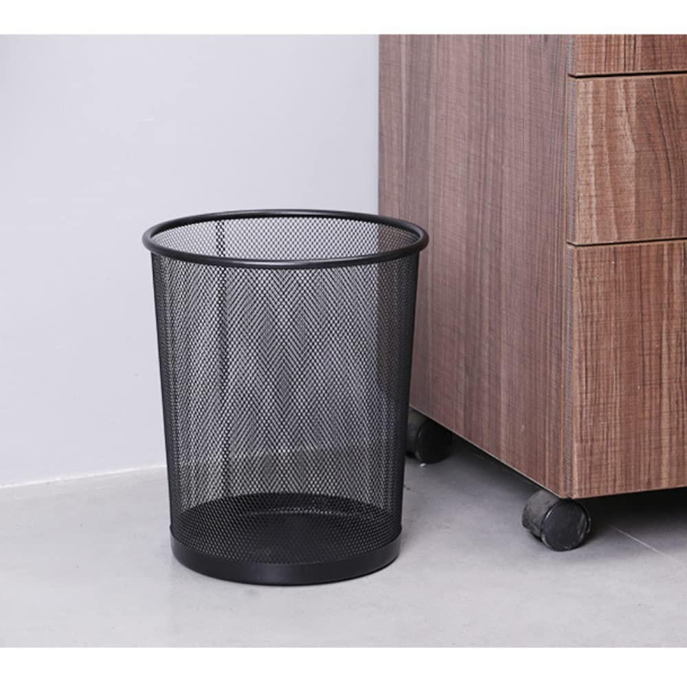 Jonzzy Papeleras Oficina Negra Metálica - 28 X 26,5 X 22 cm - Papelera Escritorio Para Oficina O Casa De Rejilla De Metal, Papelera Negra Para Mesa De Trabajo - 13 L De Capacidad (1)