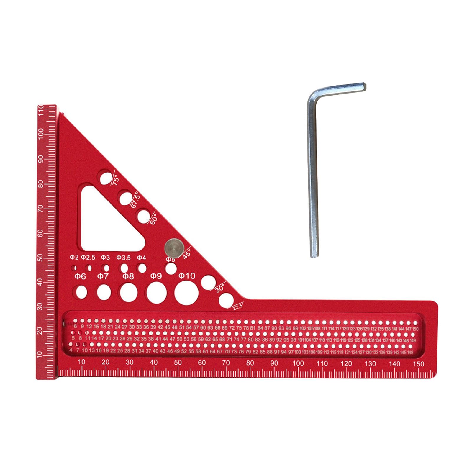 Mekalero Woodworking Square Protractor With Pin And Wrench 22.5-75 Degree Protractor For Carpenter Measuring Ruler Clear Scale