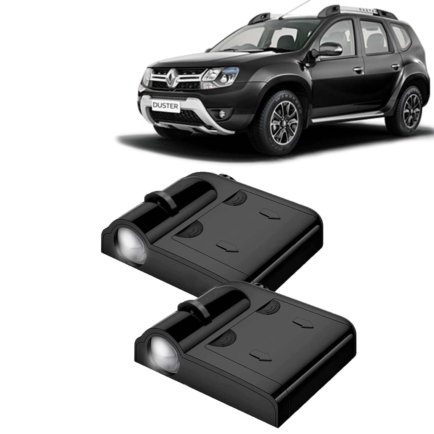 Kingsway® Renn-Ault Shadow Light Compatible with Duster (Year 2014 to 2022), IR LED Projector Ghost Lamp Ambient Light, Car Accessories, 3D Logo of Car Brand Projected on the Ground, Pack of 2 Pcs