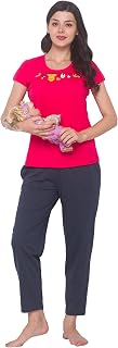 AV2 Women Cotton Nursing/Feeding Plain/Solid Nightsuit Pajama Set Price In India