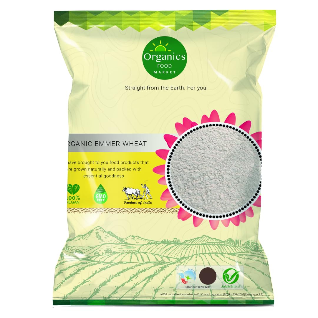Organics Food Market Emmer Wheat Flour - 100% Khapli Atta (5kg Pack)