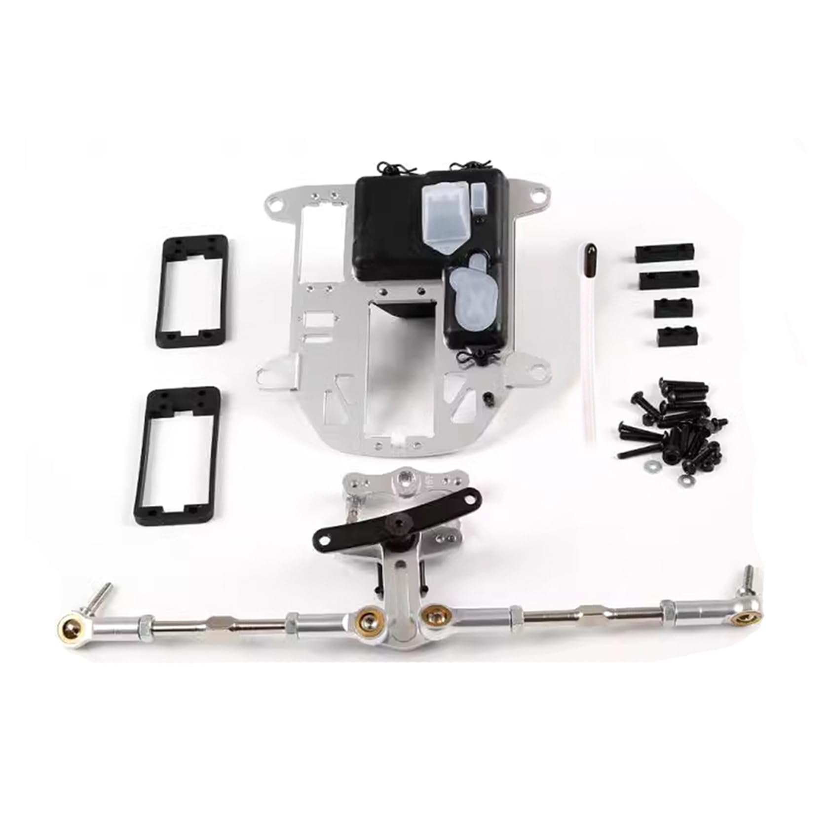 FLMLF Alloy CNC Symmetrical Steering with Equipment Warehouse Kit (Silver)