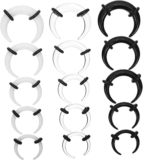 15 Peças Anel De Nariz De Chifre Preto Medidor De Joias Kit De Alongamento Joias De Septo Masculino Joias Septo Argola De Ferradura Pequenos Anéis De Nariz Anéis De Orelha Anel De