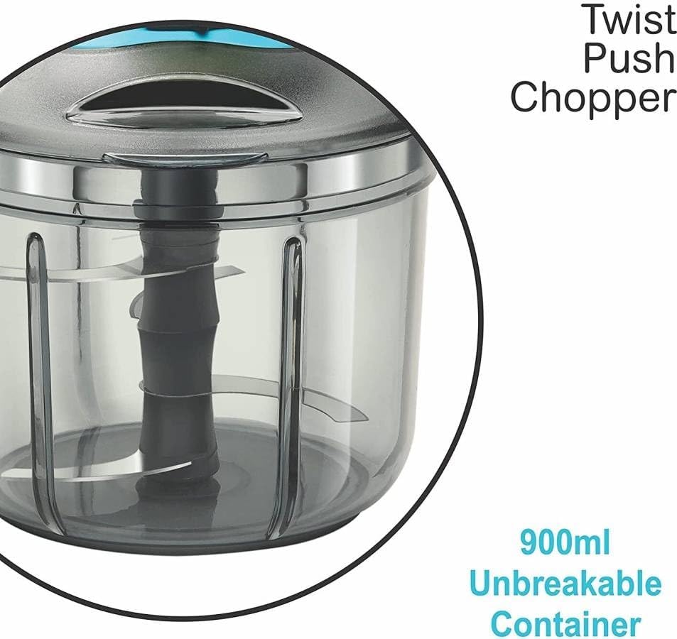 Image of Manual Hand Press Push Chopper with 5 Blades for Effortless Chopping Vegetables & Fruits Chopper Mixer Cutter to Cut Onion, Salad, Tomato, Potato 800ML (Multicolor) (Push Chopper)