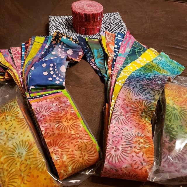 Batik Strips One Pound Bag Cotton Fabric Pre Cut Strip Pack